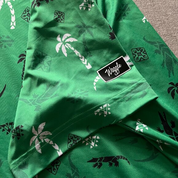 Waggle Polo Shirt Men 3XL Green Gator Tree AOP Performance Golf Stretch Tech - Picture 3 of 7